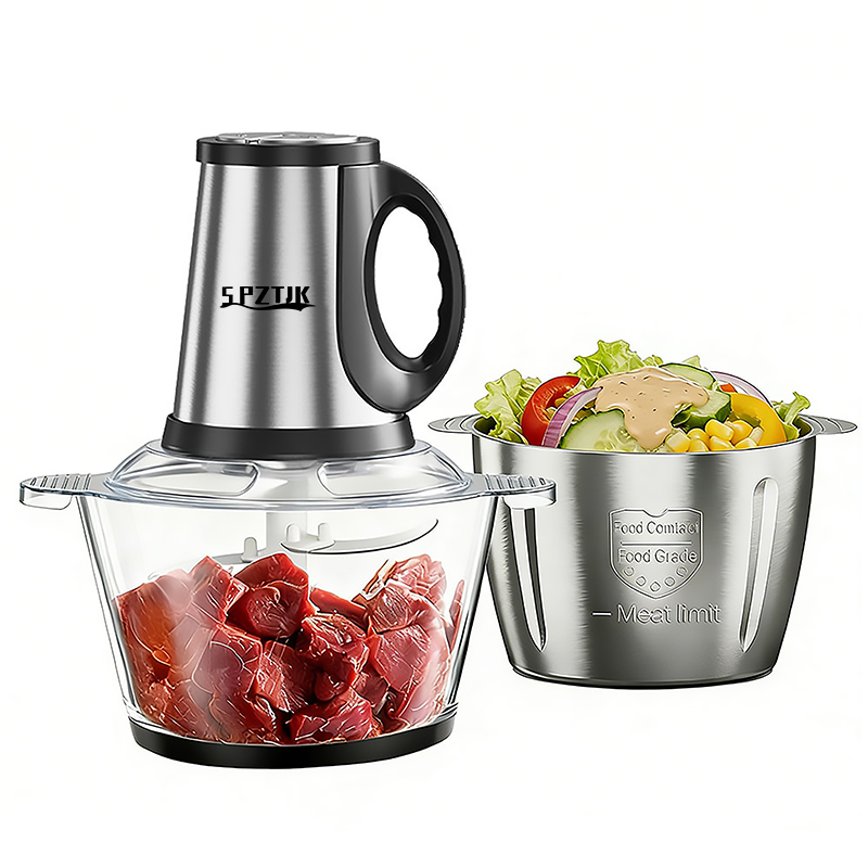 Food Processors with 2 Bowls, Meat Grinder Electric Food Chopper 300W