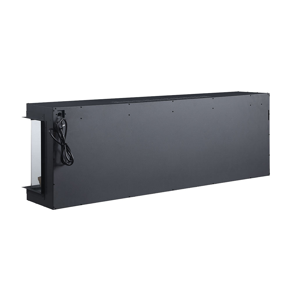 Linear Recessed Electric Fireplace Insert, Wall Mount Electric Fire Heater, 3D Realistic Flame, Black Slim Metal Frame, Free Log Decor Set, Overheat Protection, For Living Room Decor, Winter Heating, Christmas Indoor Home Renovation