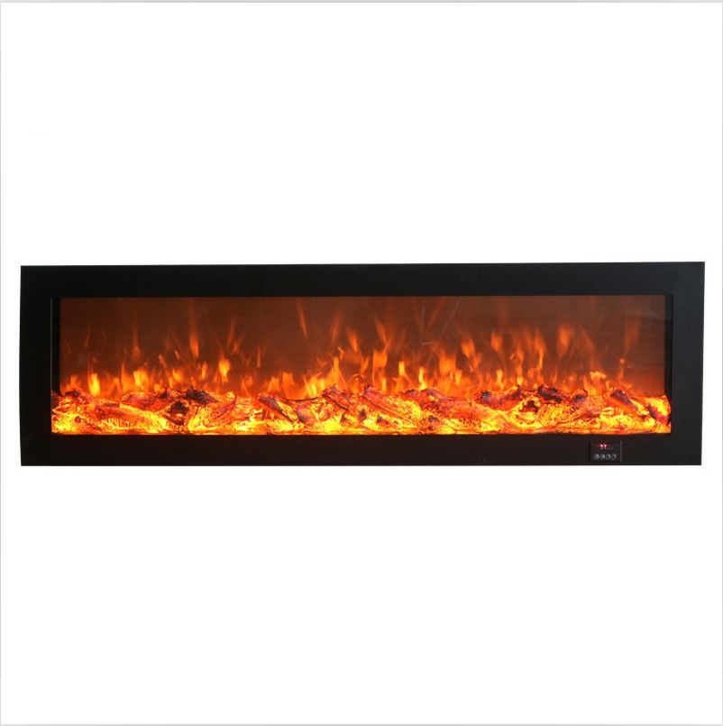 Wall-mounted electric fireplace with firewood, decorative indoor landscape flamestaff