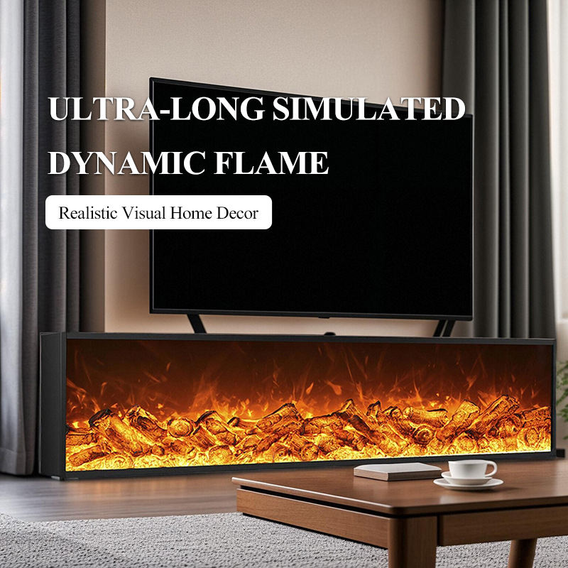 Freestanding modern decorative electric fireplace with intelligent simulated flame remote control, built-in indoor heater suitable for villas