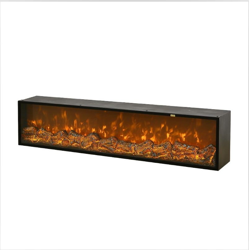 Wall-mounted electric fireplace with firewood, decorative indoor landscape flamestaff