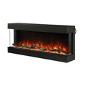 Multi-Größe 44"-96" Festverdrahteter 3-seitiger elektrischer Kamineinsatz, Schwarzer Einbau-Linearkamin mit einstellbarer Flamme, kostenlosen Dekorationsscheiten und Kristallsteinen, LED-Heizlüfter für Wohnzimmer, Herbst-Winter-Wohndekoration, Feiertage
