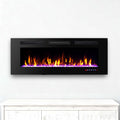 40, 50, 60-inch factory direct sales wall-mounted artificial flame flat tempered glass electric fireplace