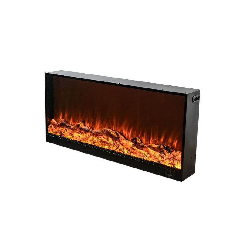Wall-mounted electric fireplace with firewood, decorative indoor landscape flamestaff