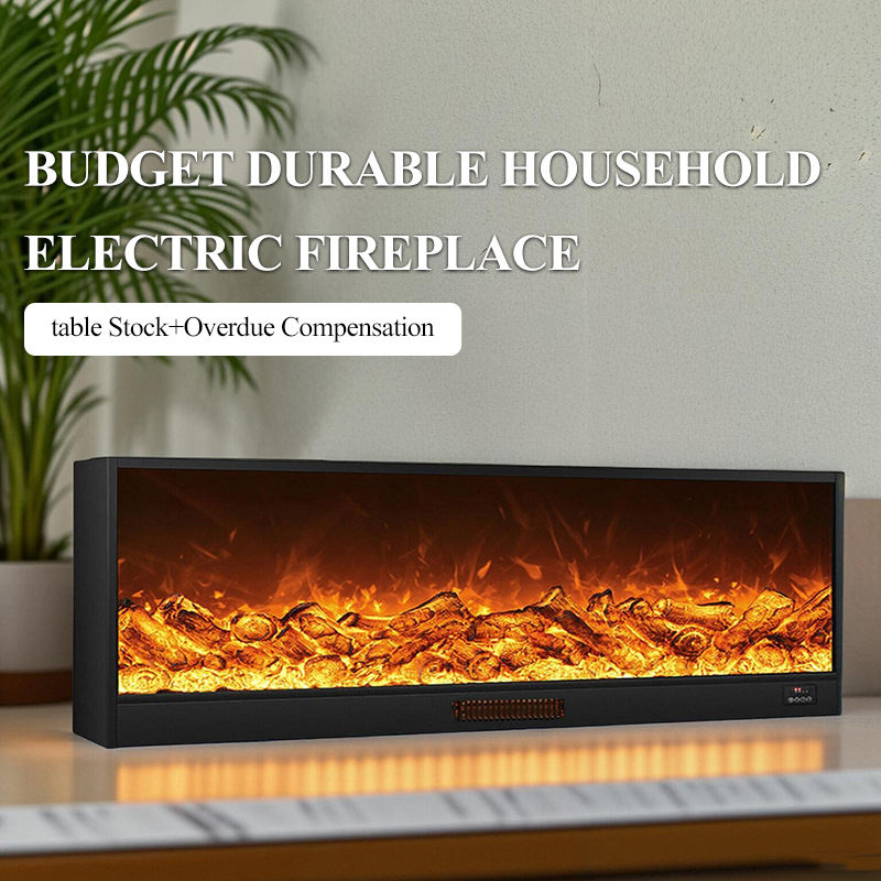 Freestanding modern decorative electric fireplace with intelligent simulated flame remote control, built-in indoor heater suitable for villas