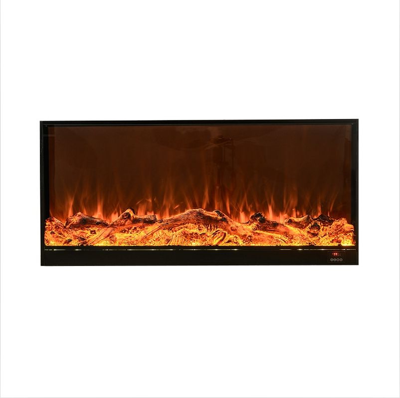 Wall-mounted electric fireplace with firewood, decorative indoor landscape flamestaff