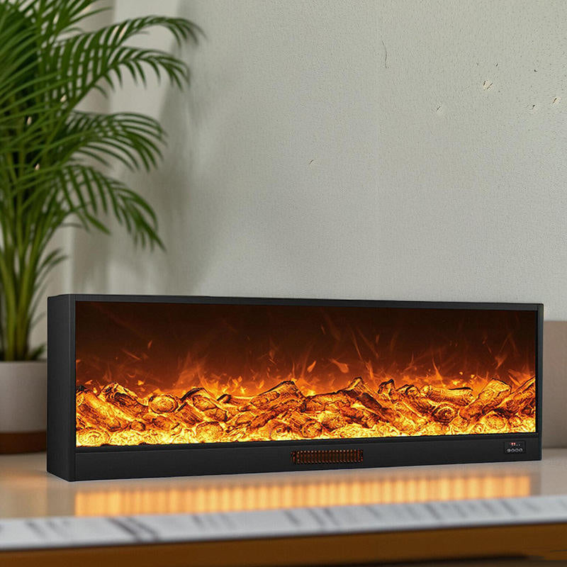 Freestanding modern decorative electric fireplace with intelligent simulated flame remote control, built-in indoor heater suitable for villas