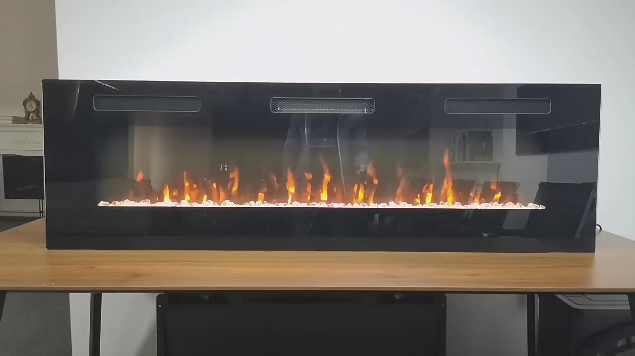 LED Artificial Fireplace with 13 Flame Colors, Wall-Mounted Fireplace, Electric Heater for Living Room