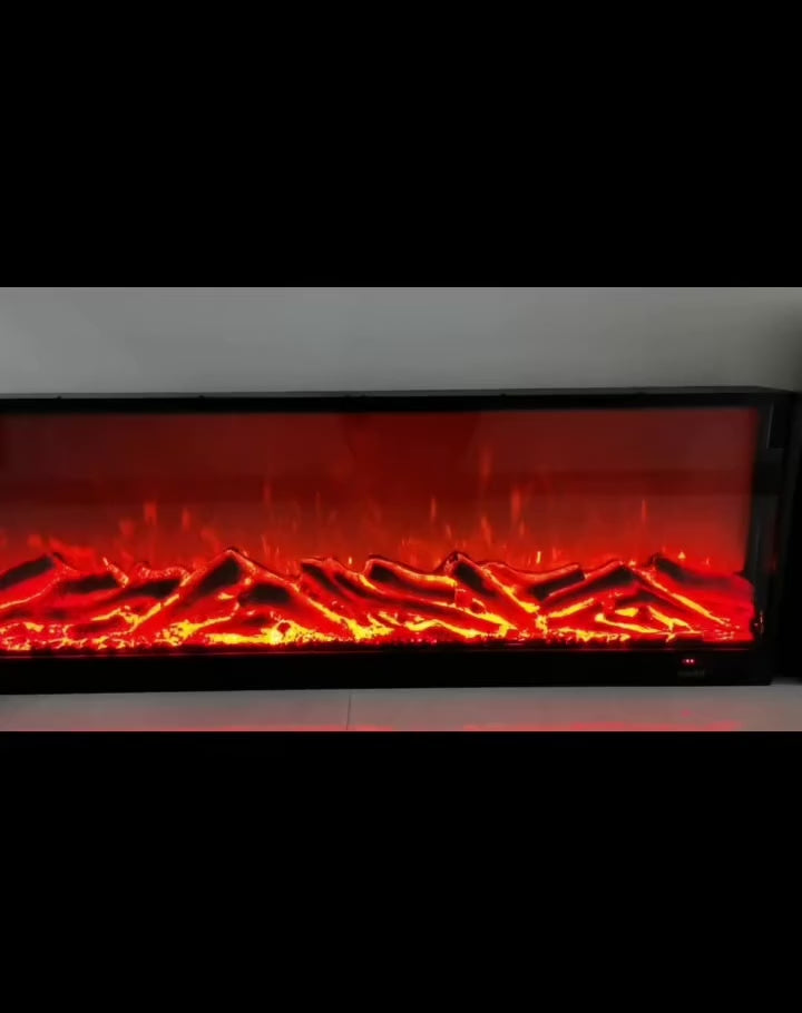 Wall-mounted electric fireplace with firewood, decorative indoor landscape flamestaff
